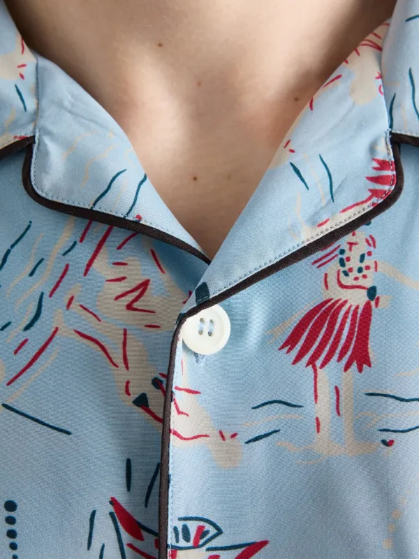 Prada graphic-print Bowling Shirt | Blue | FARFETCH