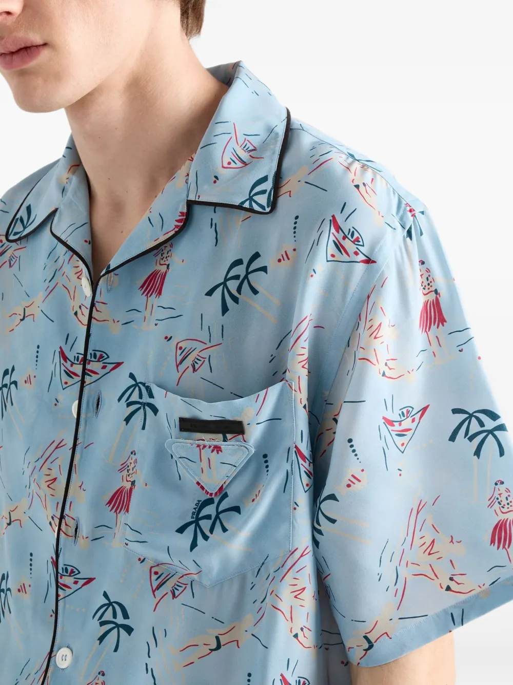 Prada Bowlingshirt met print Blauw