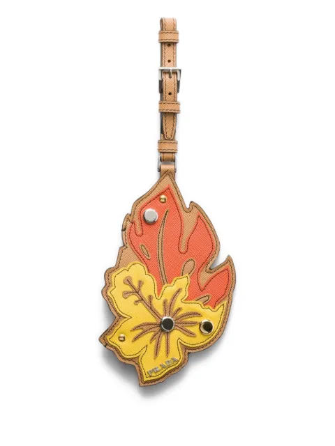 Prada leaf-shaped name tag