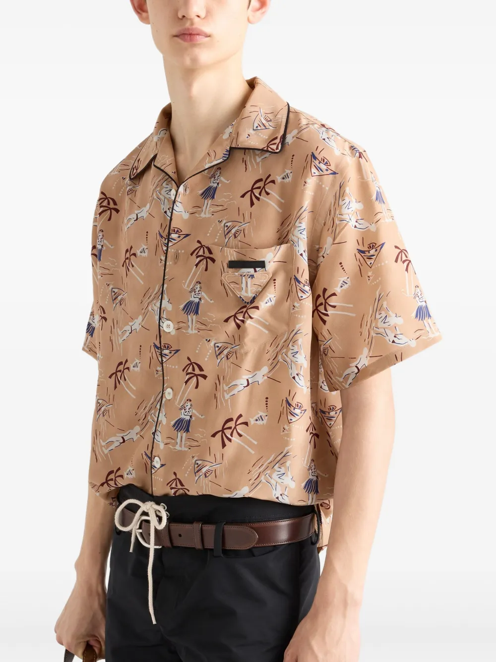 Prada Overhemd met print Beige