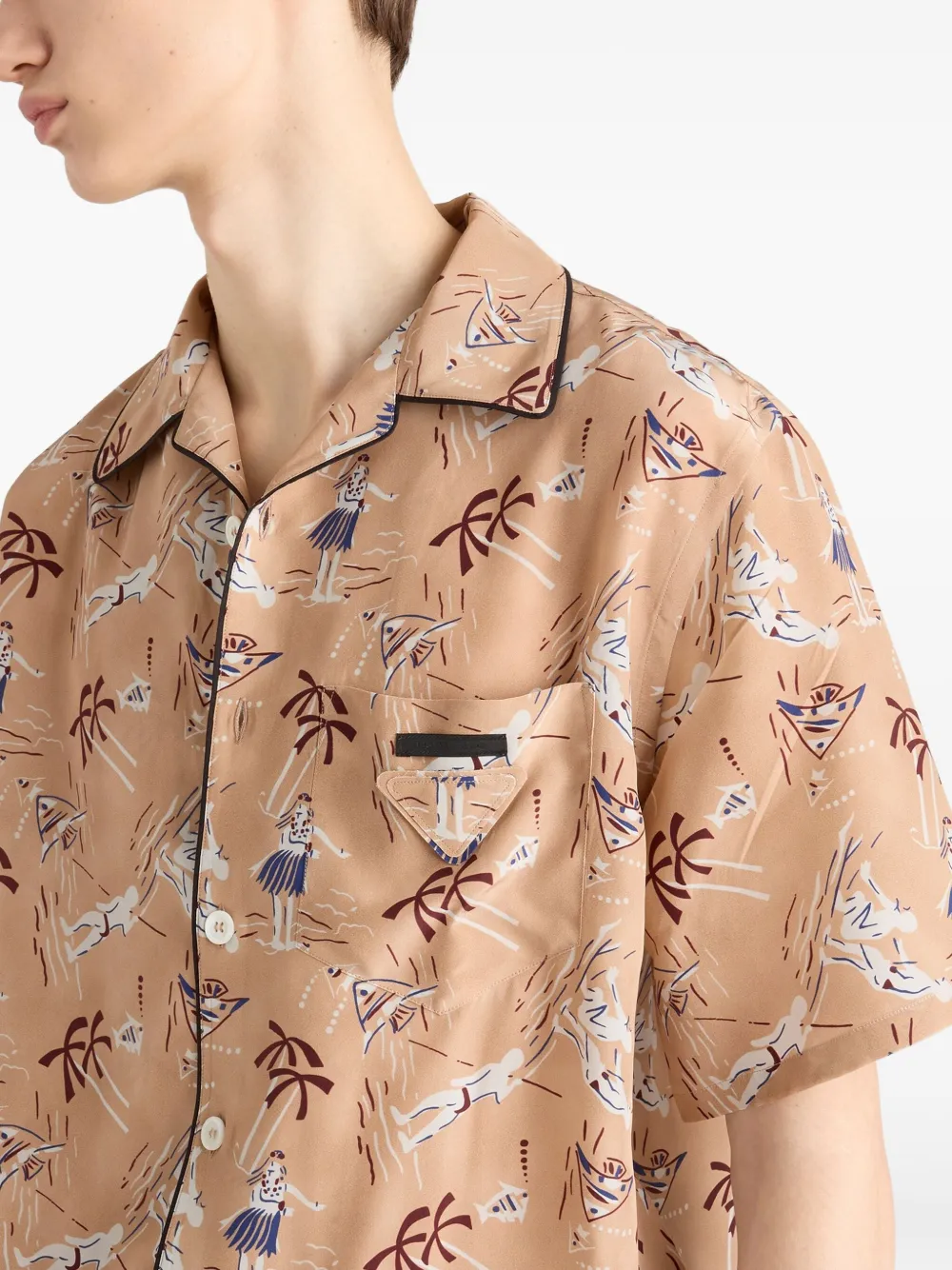 Prada Overhemd met print Beige