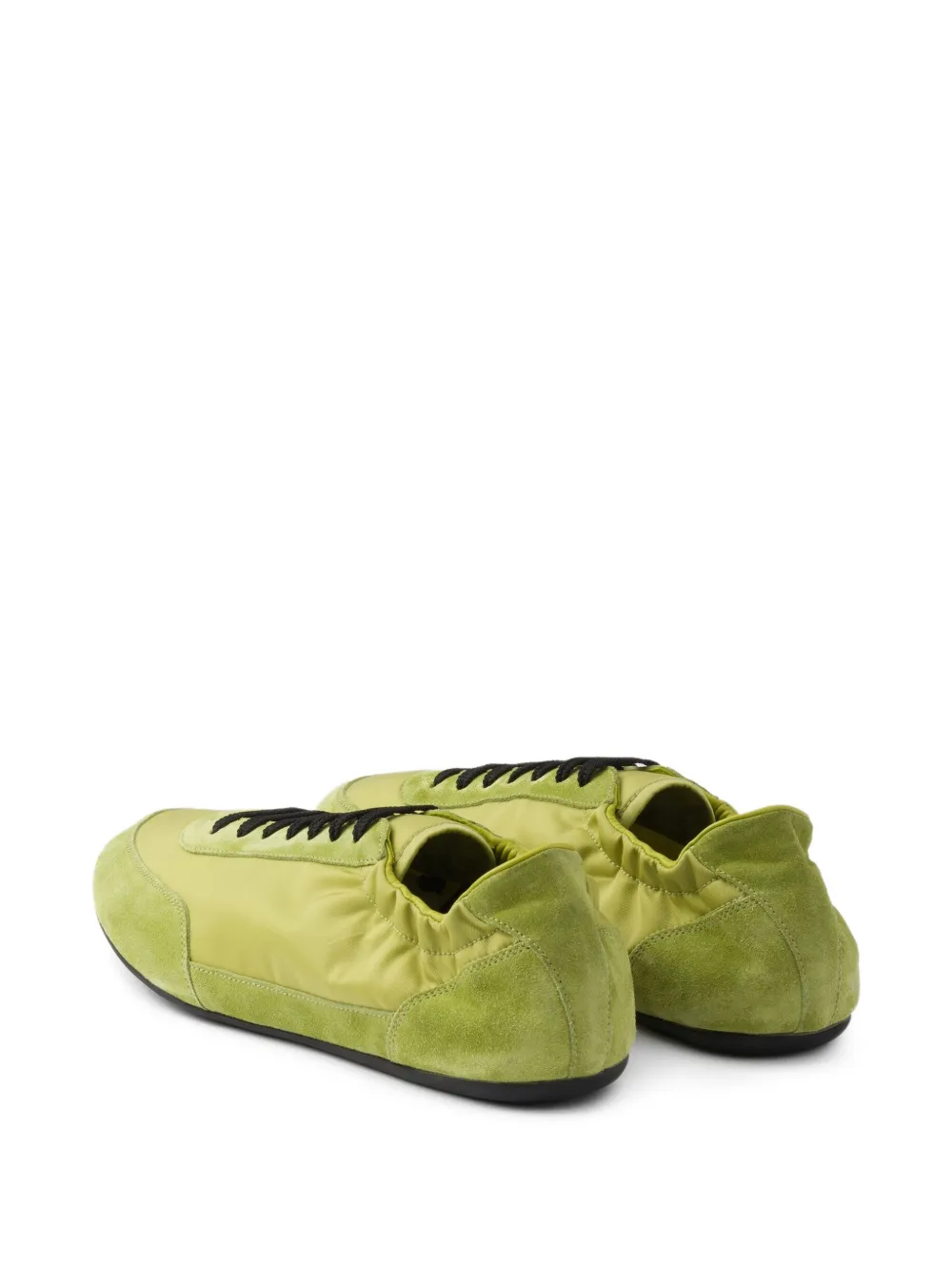 Prada Collapse Re-nylon And Suede Elasticized Sneakers In Green