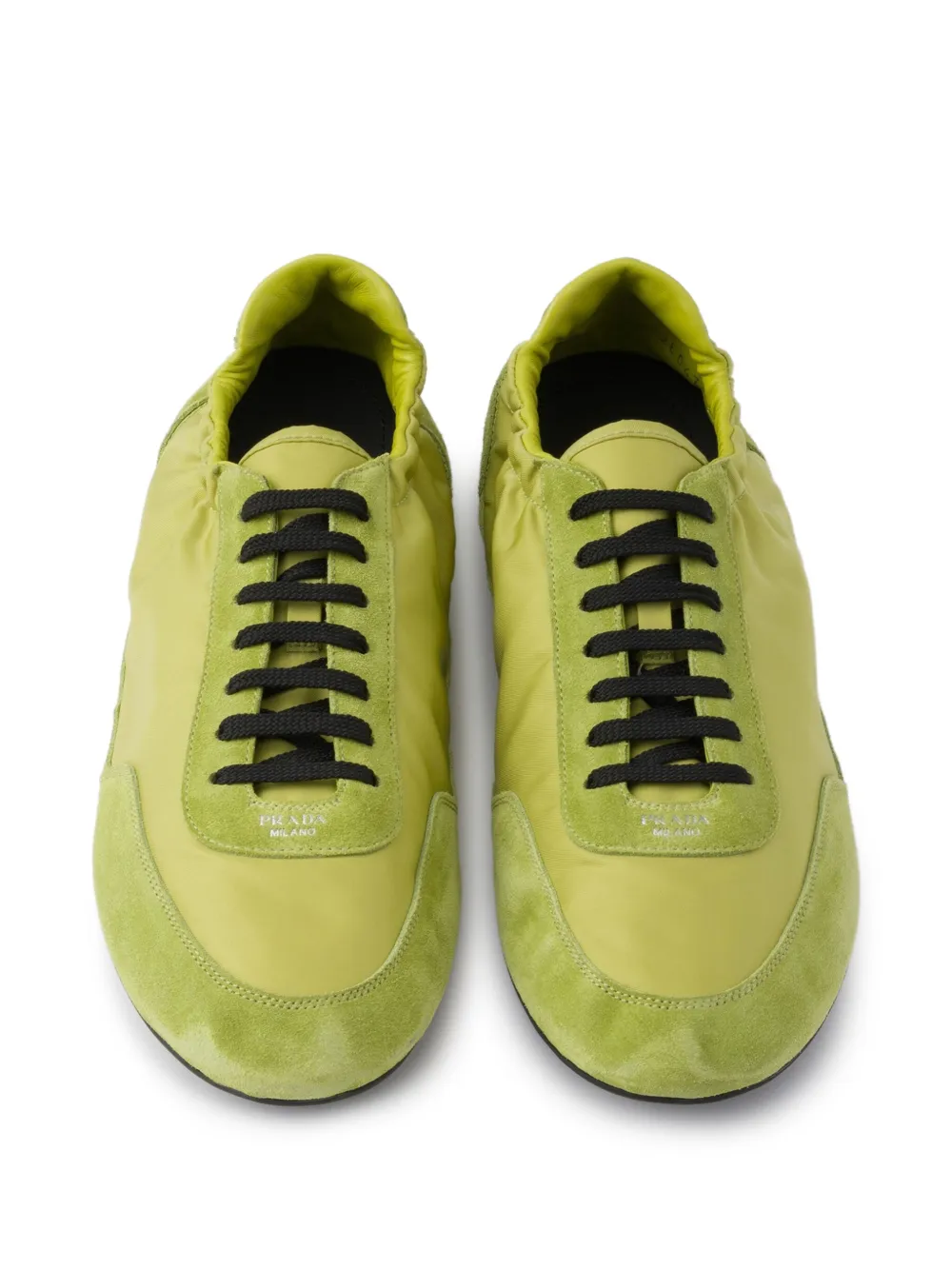 Prada Collapse Re-nylon And Suede Elasticized Sneakers In Green