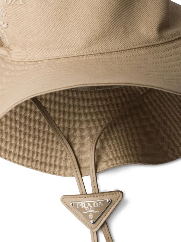 PRADA　バケハ　XL Prada wide-brimmed Drill Hat | Neutrals | FARFETCH RO