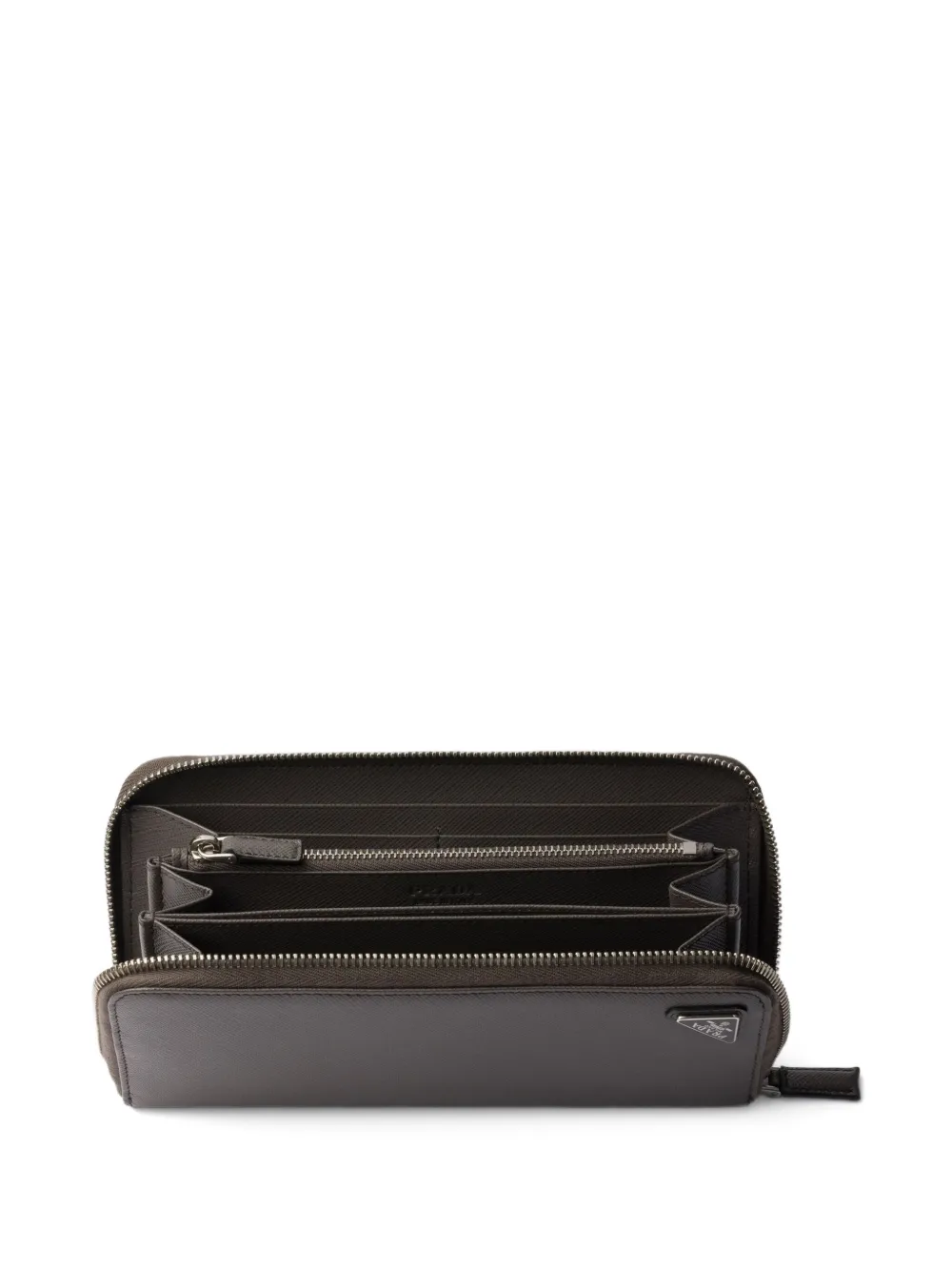 Prada Portemonnee met rits en textuur Grijs