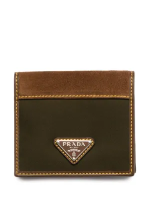 Prada Triangle Logo Leather Key Case | Orange | FARFETCH
