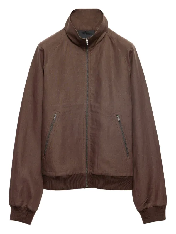 ジャケット・アウター PRADA SPORTS cotton linen jacket Prada Linen Jacket | Brown | FARFETCH