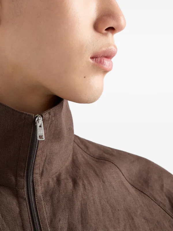 ジャケット・アウター PRADA SPORTS cotton linen jacket Prada Linen Jacket | Brown | FARFETCH