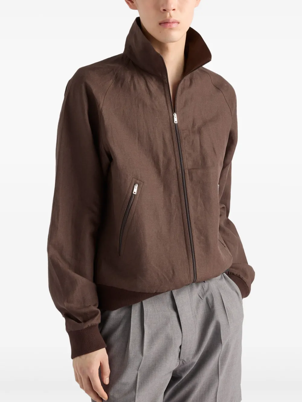 Prada Linnen jack Bruin