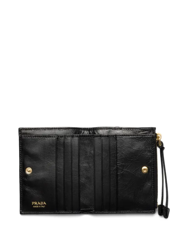 Prada レザー ジップ 財布 | ブラック | FARFETCH JP