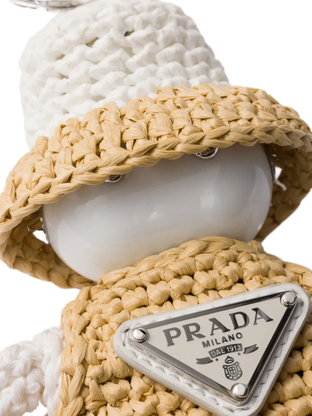 Prada Sleutelhanger met gehaakte afwerking Bruin