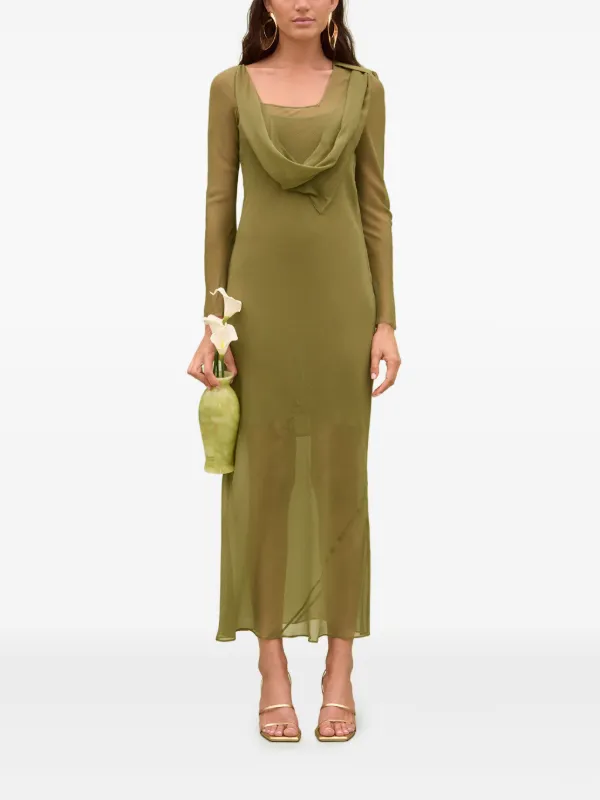cult gaia green dress Cult Gaia Ashika Gown in Spearmint Metallic