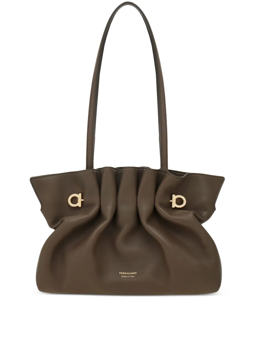 Ferragamo Soft ruched leather tote bag | Brown | Image 1