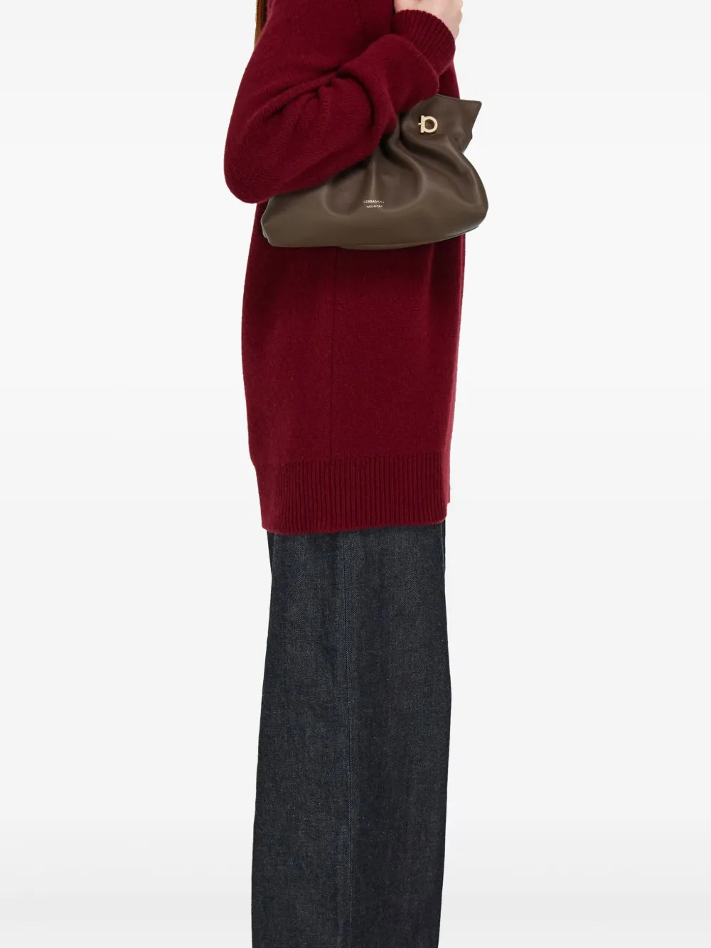 Ferragamo Soft Ruched Leather Tote Bag