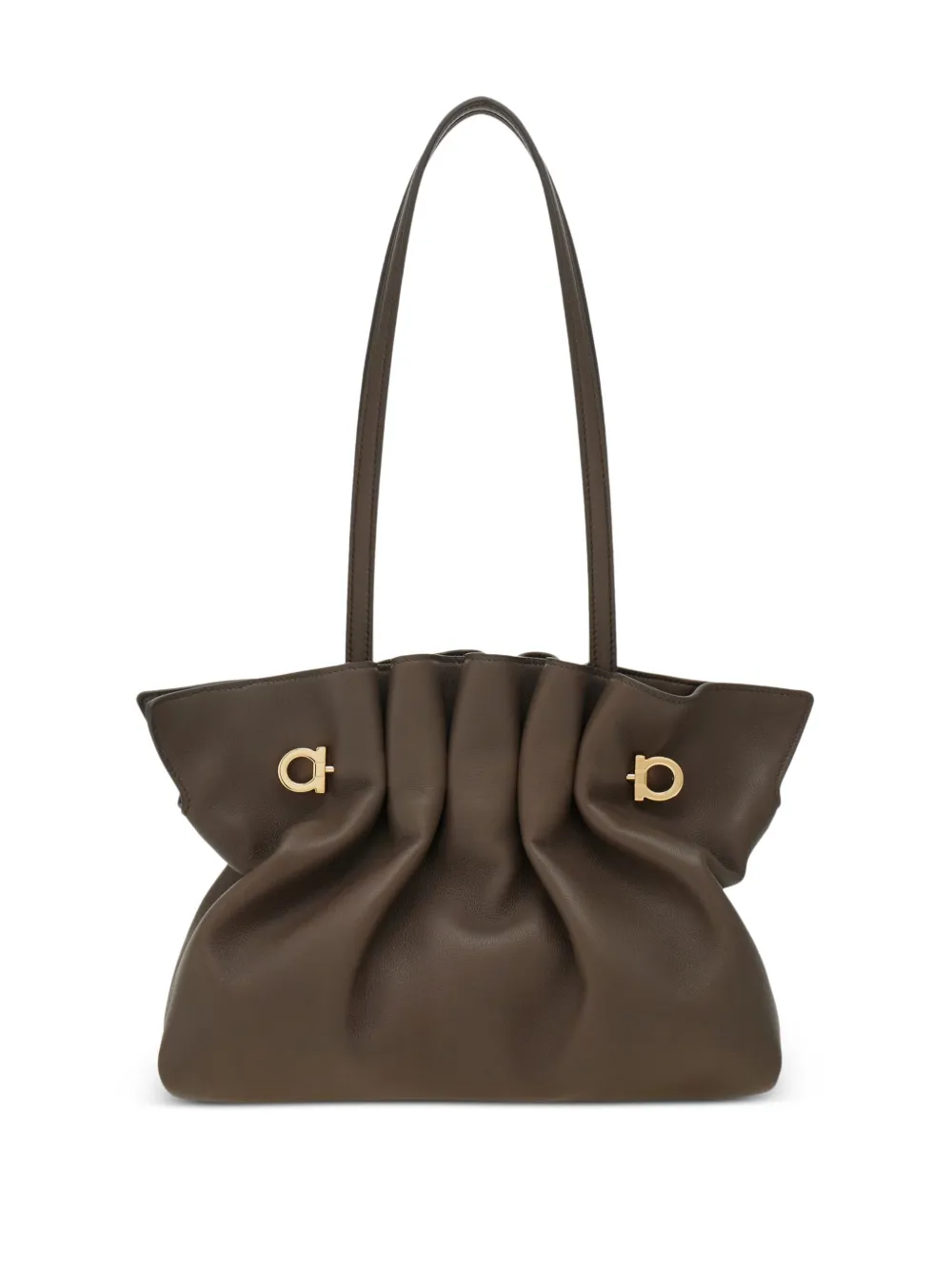 Ferragamo Soft Ruched Leather Tote Bag