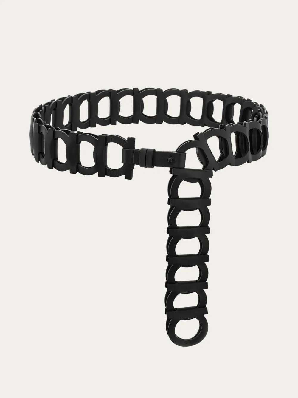 Ferragamo Gancini Link Leather Belt In Black