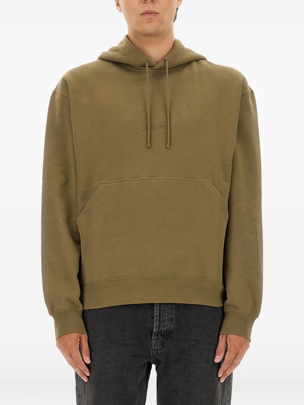 Saint Laurent Hoodie mit Logo-Stickerei - Grün