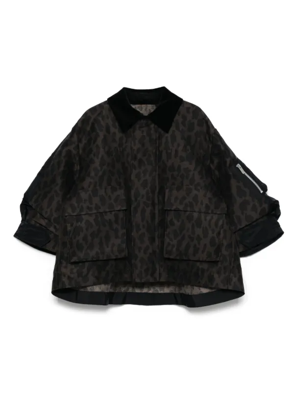 Alloaone Women's Rivet Leopard Pattern Stitching Heavy