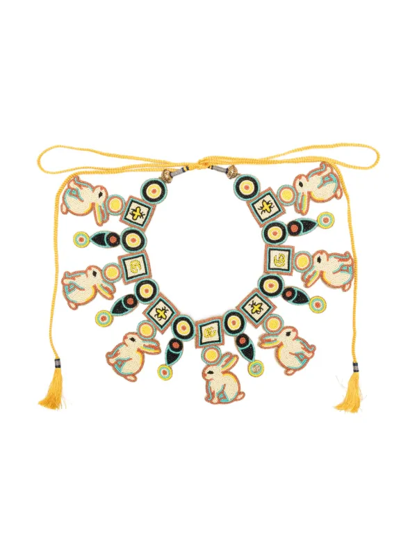 Gucci Pre-owned 2020s Rabbit-motif Beaded Necklace in Gold