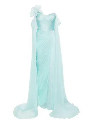 chinese dress ladies Women's Ariel Strapless Wavy Taffeta Cotton Floor Length Dress S/M/L Light Mint Mean Blvd S / Light Mint