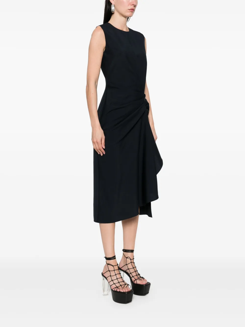 Alexander McQueen Gedrapeerde midi-jurk Blauw