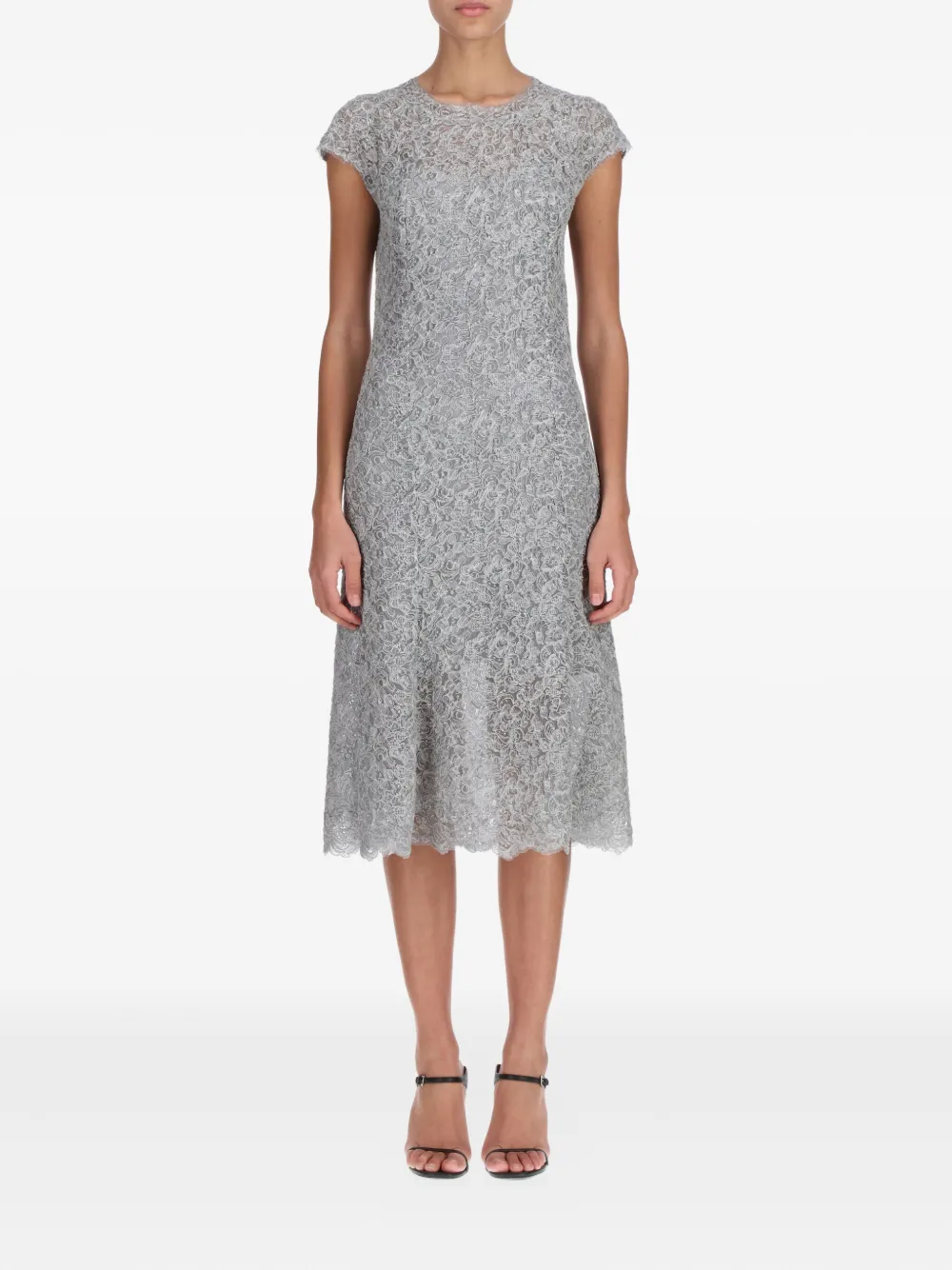 Ermanno Scervino Jurk met bloemenkant Grijs