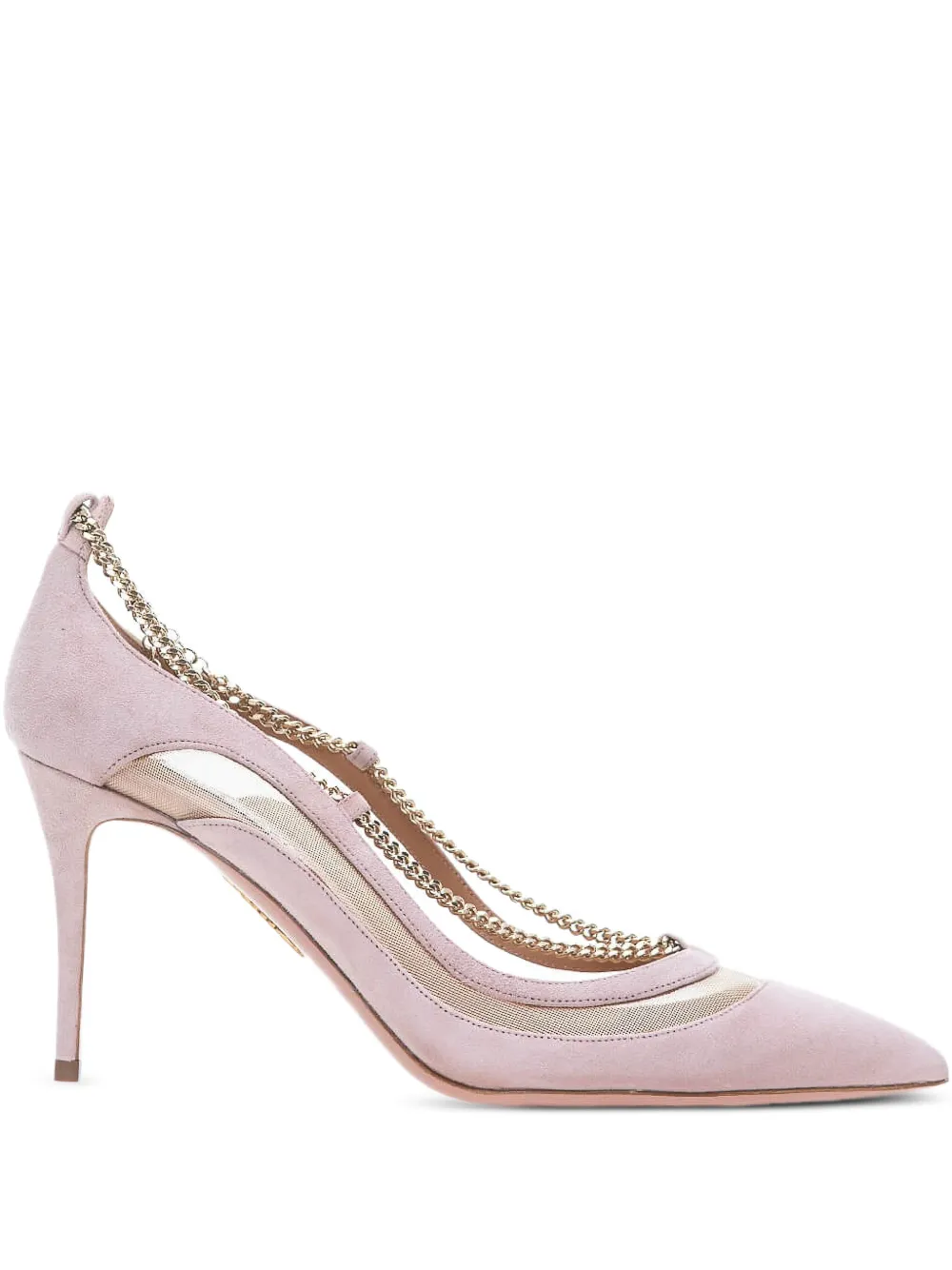 Aquazzura 80mm chain-embellished pumps Pink