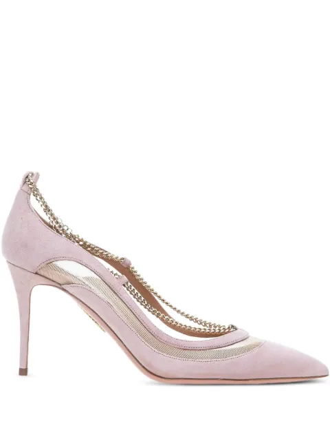 Aquazzura 80mm chain-embellished pumps