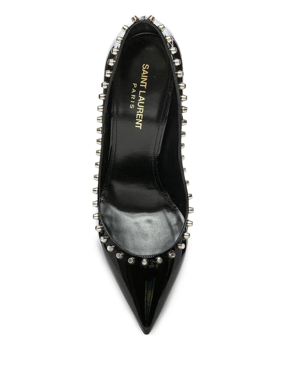 Saint Laurent 105mm Zoe patent leather studded pumps Black