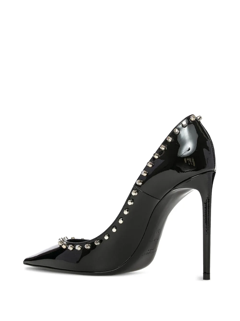 Saint Laurent 105mm Zoe patent leather studded pumps Black