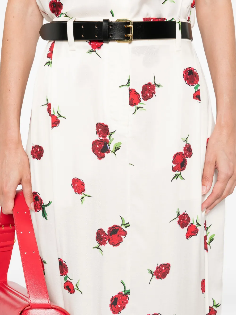 KHAITE Lucian midi skirt Beige