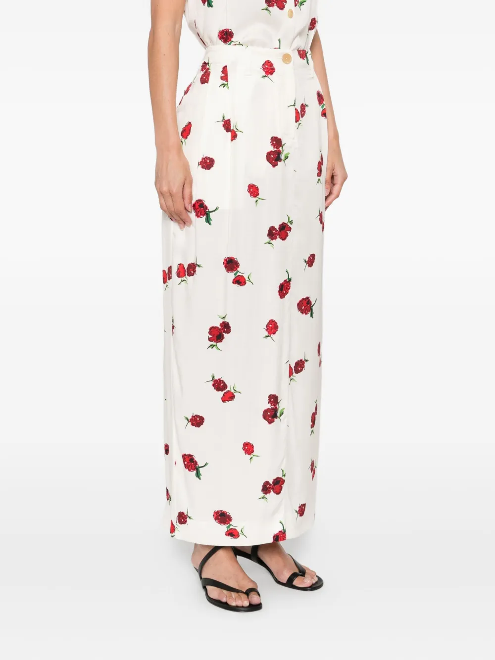KHAITE Lucian midi skirt Beige