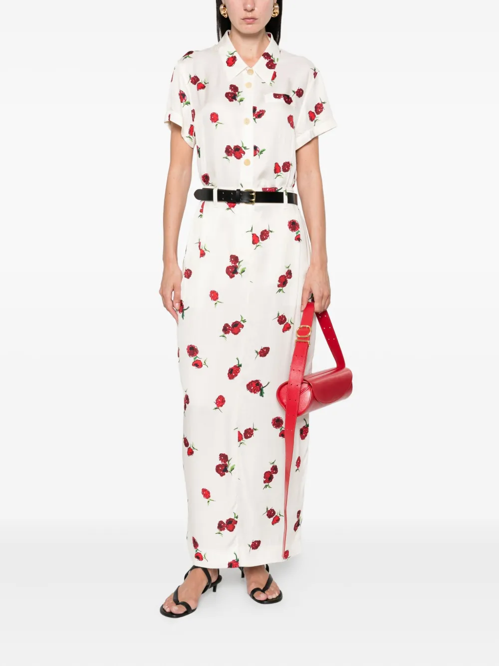 KHAITE Lucian midi skirt Beige