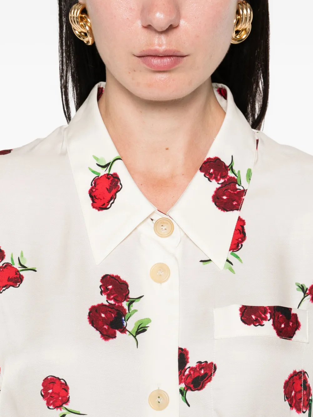 KHAITE floral-print shirt Beige