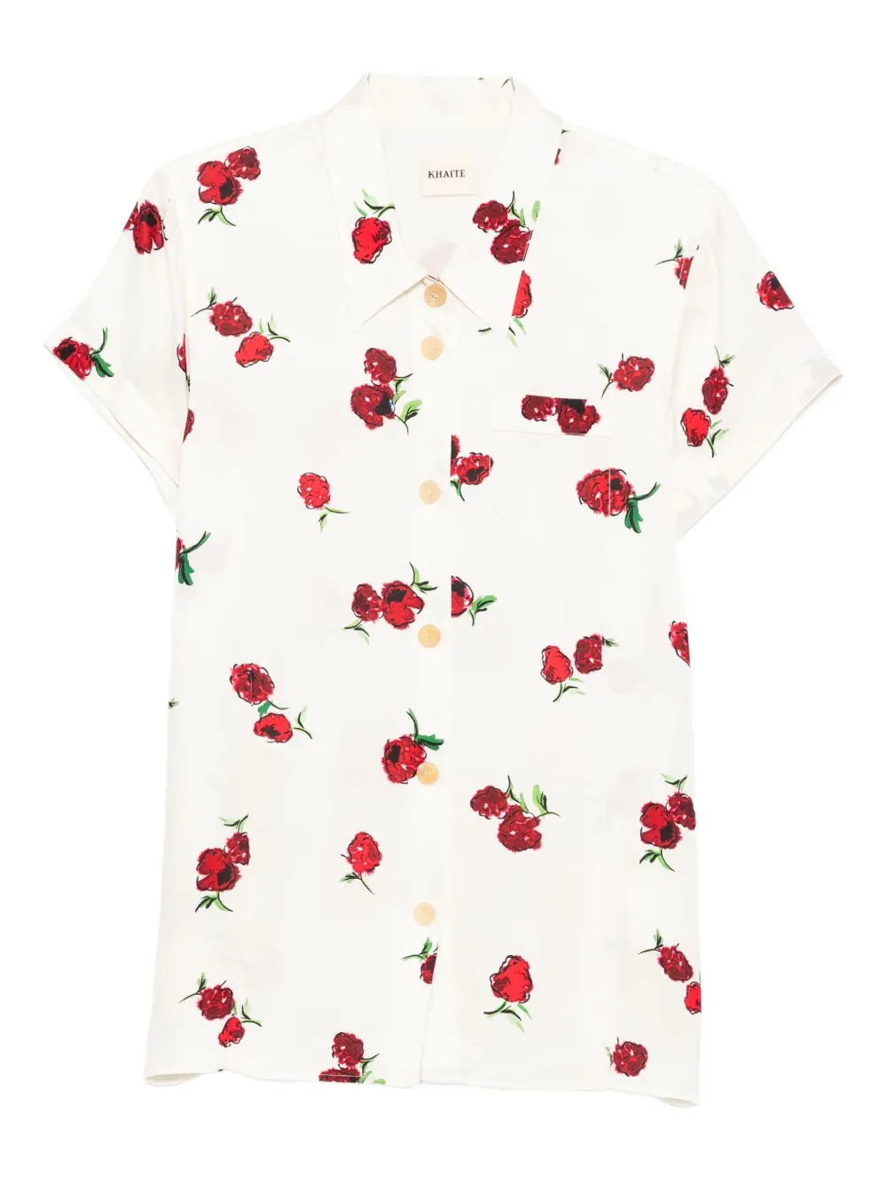 KHAITE floral-print shirt Beige