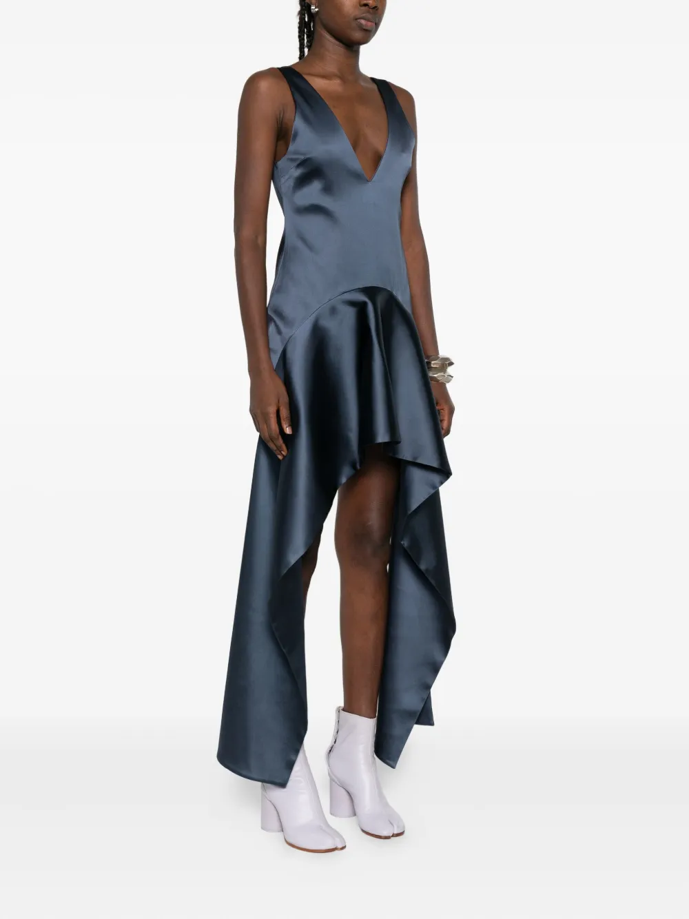 JW Anderson V-neck draped-hem dress Blauw