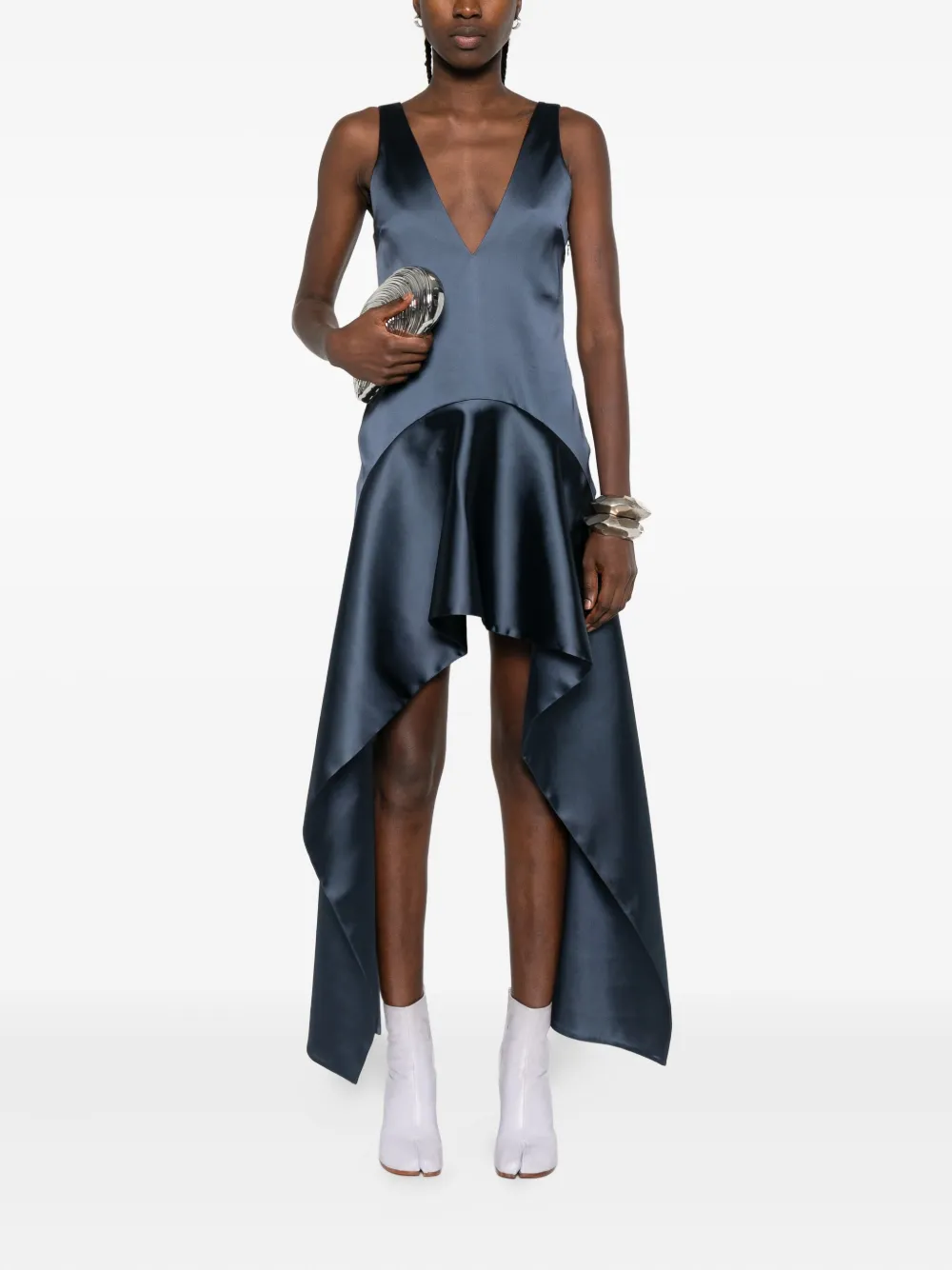 JW Anderson V-neck draped-hem dress Blauw