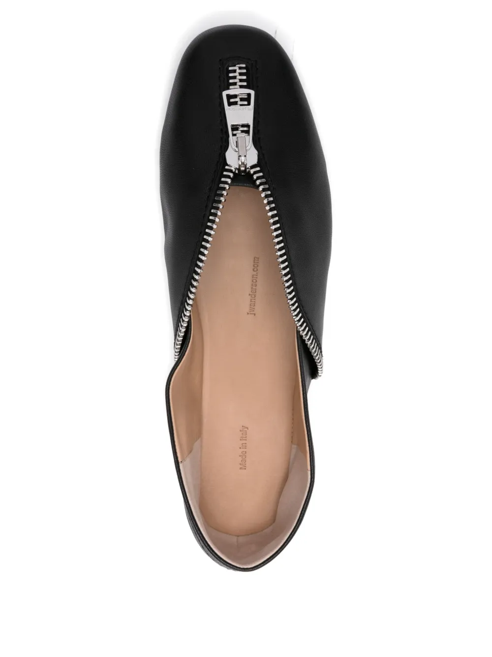 JW Anderson zip-detail leather ballet flats Black