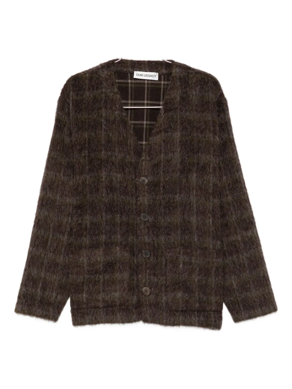 checked cardigan