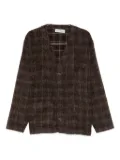 OUR LEGACY DORF CHECK HAIRY WOOL CARDIGAN - Brown
