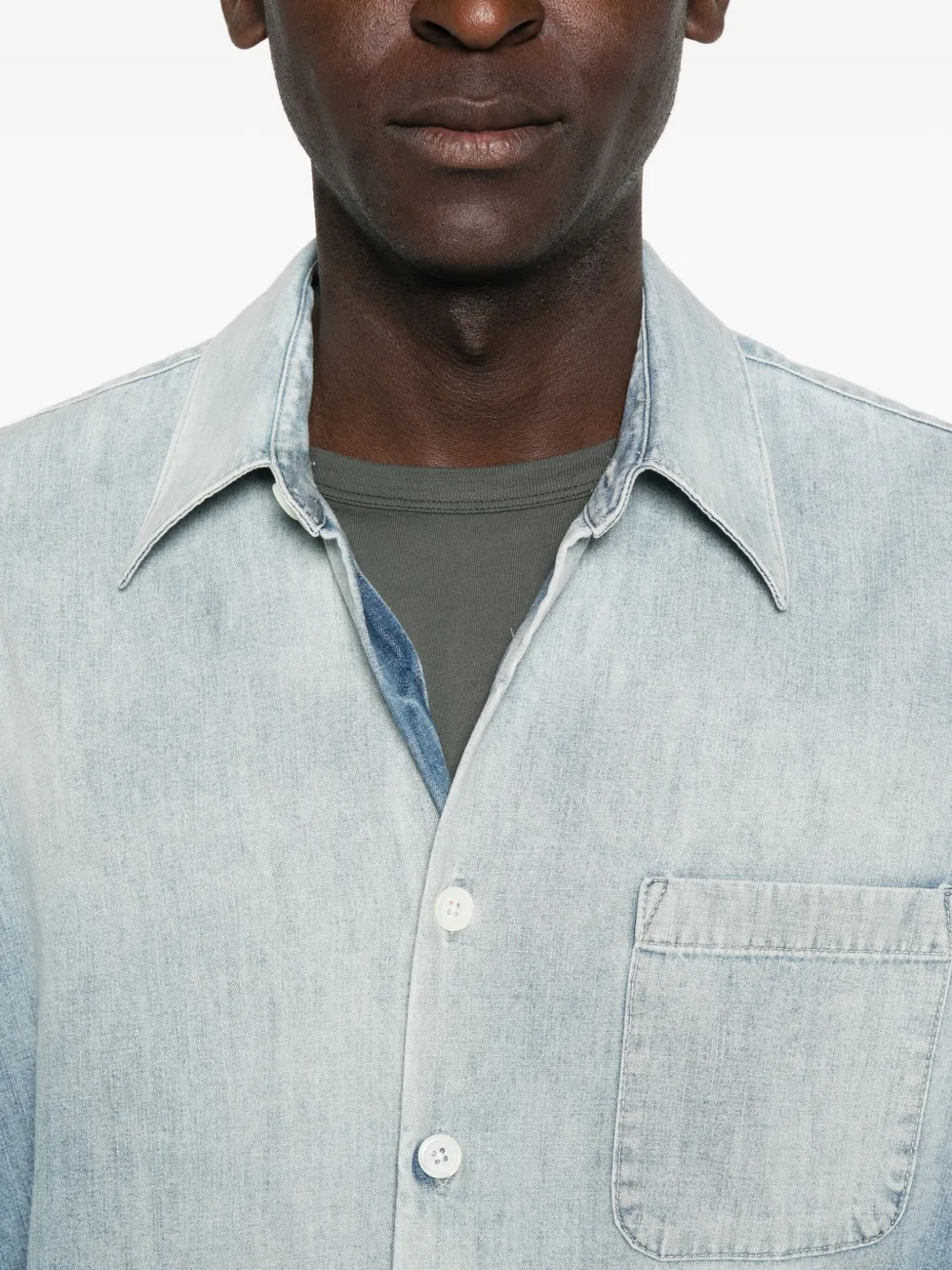 Our Legacy Long Sleeve Button-down Shirt Featuring Pocket In Blue