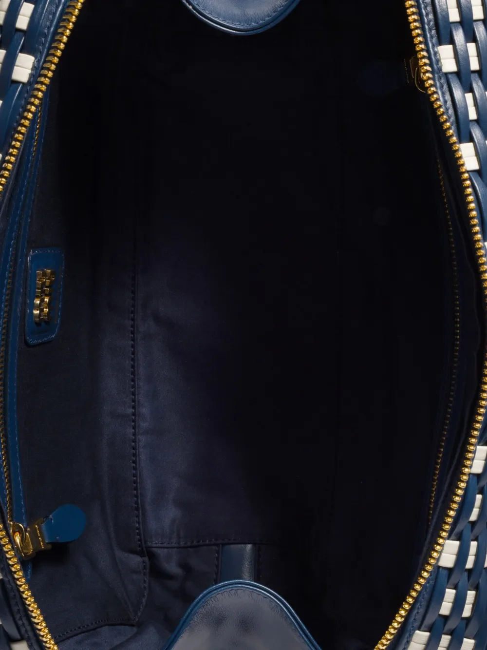 Miu Beau schoudertas met geweven design Blauw
