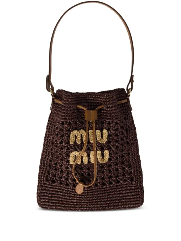 Miu Miu ミニ クロシェ バケットバッグ Miu Miu ミニ クロシェ バケットバッグ | ブラウン | FARFETCH JP
