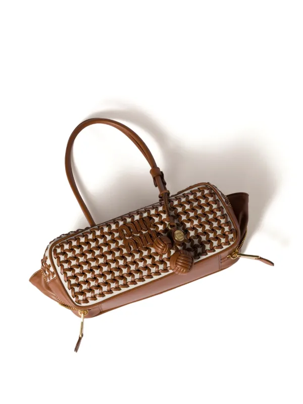MIESROHE ミースロエ WOVEN LETHER BAG ブラウン Loewe - Hazelnut & Camel Woven Leather Small Tote Bag