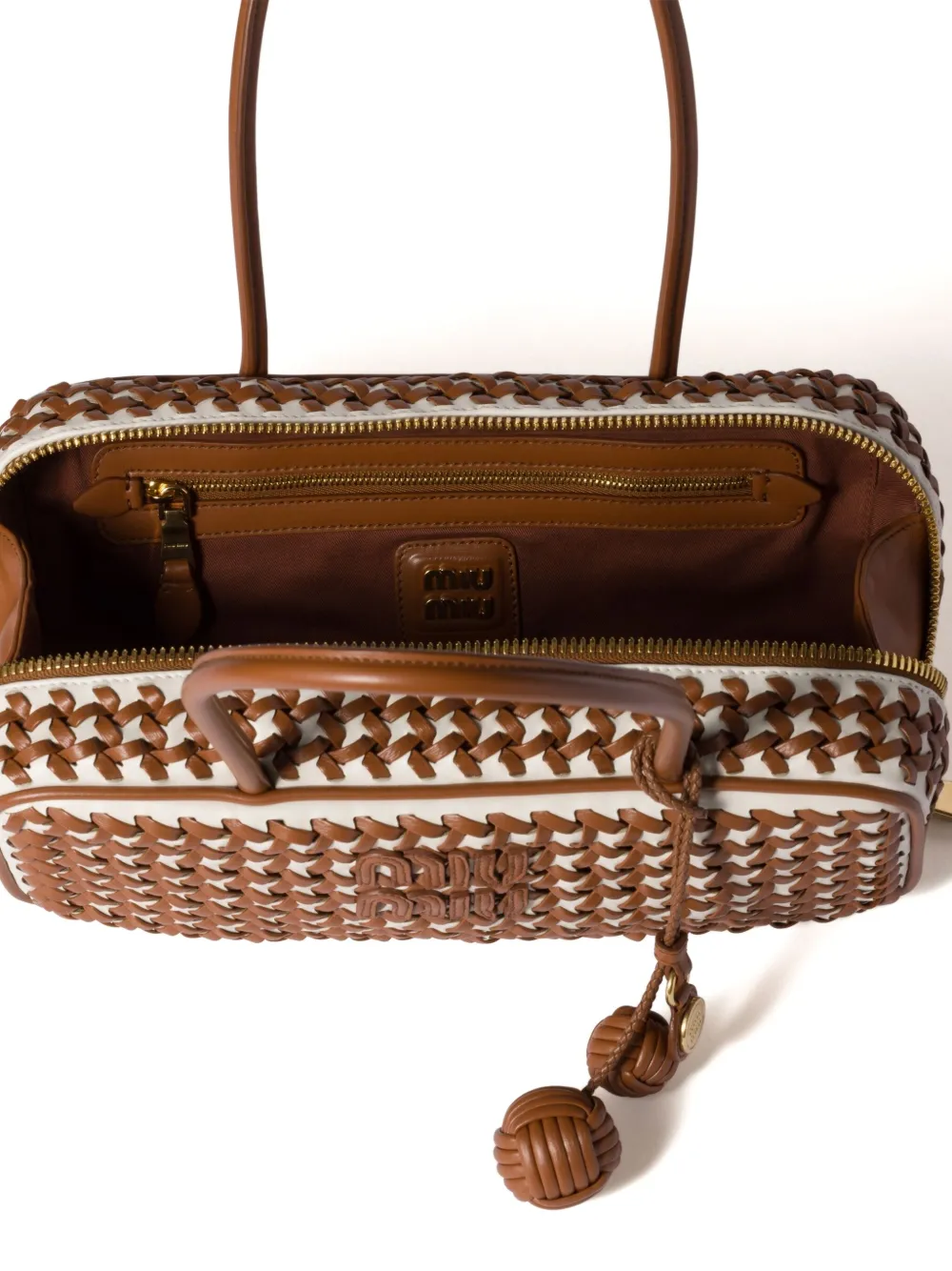Miu Beau geweven leren shopper Bruin
