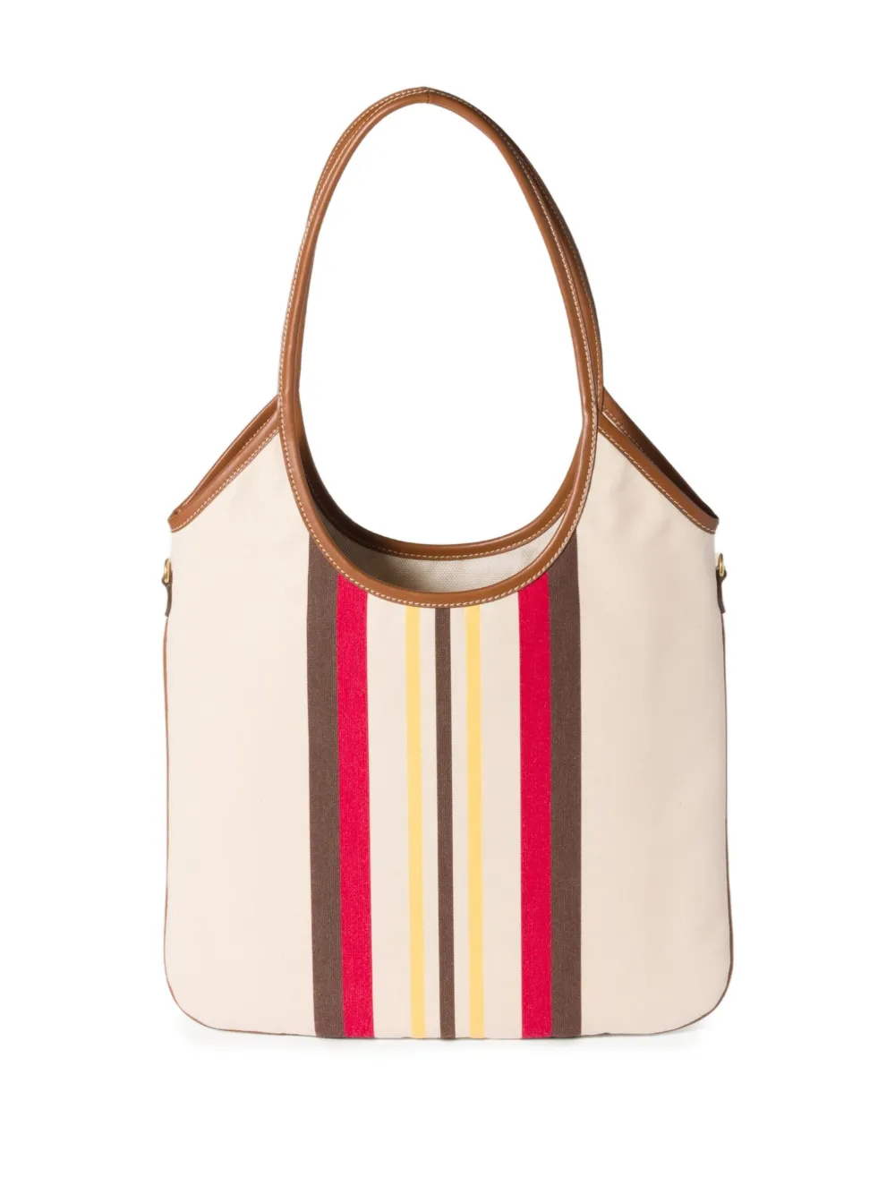 Miu Ivy gestreepte shopper Beige