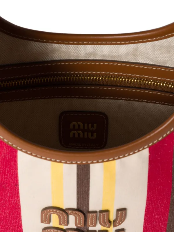 Miu Miu Ivy ストライプ ハンドバッグ Miu Miu Ivy Striped Tote Bag | Neutrals | FARFETCH