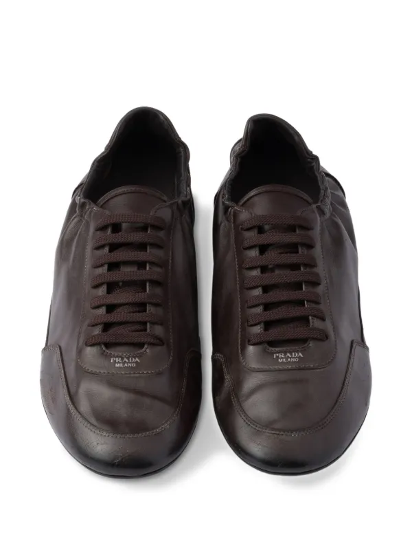 Prada Men's Designer Shoes Brown Color Leather Sports
