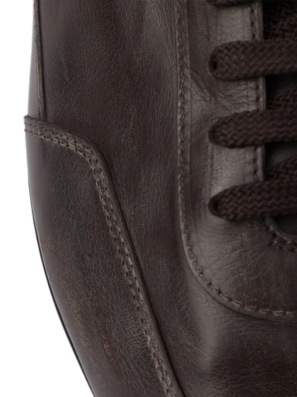 Prada Collapse leather lace-up sneakers Brown