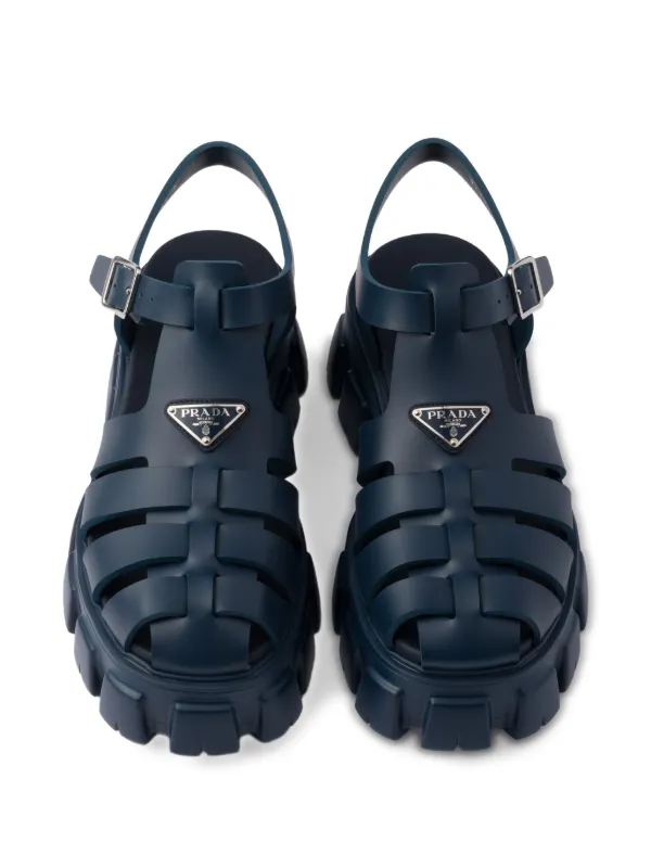 ハイセンスな【PRADA】モノリス チャンキーサンダル 24SS Prada Monolith チャンキーストラップ サンダル | ブルー